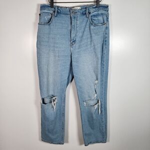 Abercrombie The Ankle Straight Ultra‎ High Rise Distressed Jeans Size 33 16 Reg